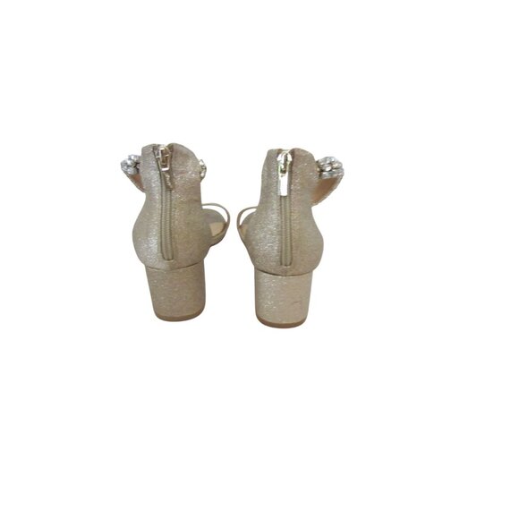 Jewel Badgley Mischka Lydia Gold Embellished Block Heel Sandals Size 8M - Picture 4 of 7